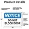 Signmission OSHA Notice Decal - Do Not Block Door, 18 in W x Rectangle, Vinyl Decal OS-2PACK-NS-D-1218-L-19530 - alternate 3